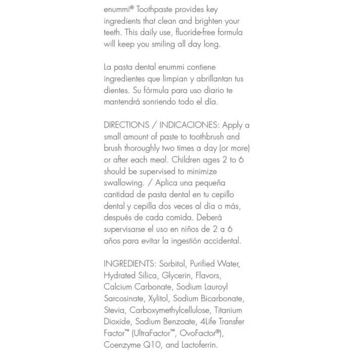 Ingrendientes pasta de diente de 4life ingredientes pasta dental sin fluor 4life
