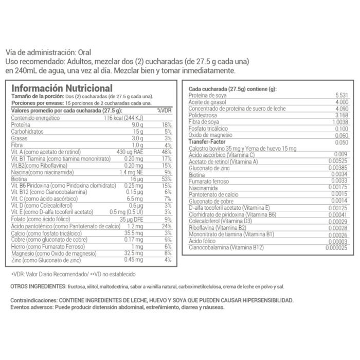 ingredientes NutraShake peru 4life