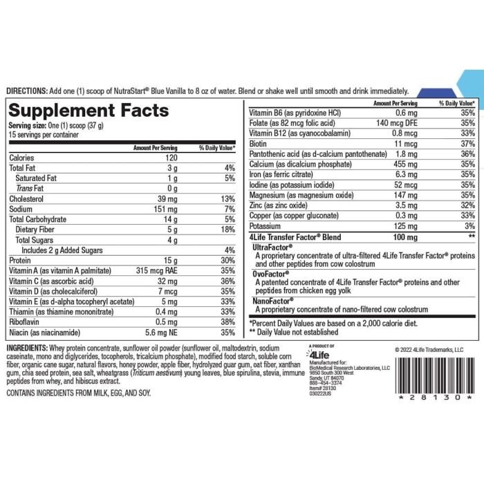 NutraStart Blue Vanilla4LifeBuyinUSA NutraStart Blue Vanilla4LifeBuyinUSA